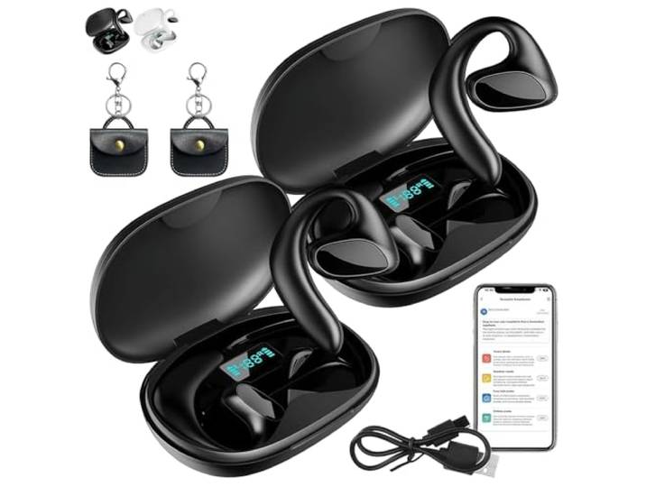 übersetzer,übersetzungskopfhörer,ki übersetzer kopfhörer,Echtzeit-Übersetzung,Bluetooth-Konnektivität,Unterstützt 156 Sprachen,Geeignet für Reise Business (Schwarz,2)