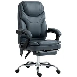 Vinsetto Massage-Bürostuhl mit 6 Vibrationspunkten, PU-Leder-Bezug und Fußstütze – 67 x 67 x 121 cm – Grau