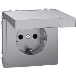 Merten MEG2314-6036 SCHUKO-Steckdose mit Klappdeckel, IP44, Berührungsschutz, Steckklemmen Edelstahl, System Design MEG23146036