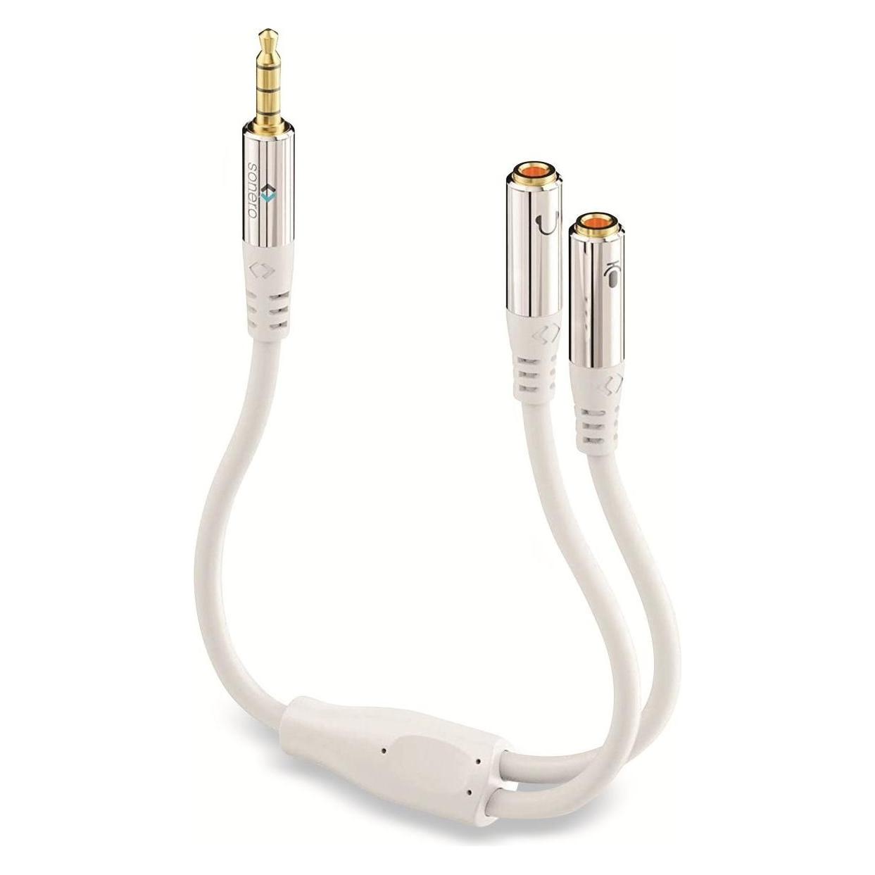 Purelink sonero 3,5mm auf 2x 3,5mm Audio Kopfhörer Adapter Kabel, weiss, 0,25m (0.25 m, AUX Kabel) (S-ACA012)