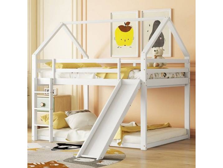 Lit superposé- Xylo- en bois avec toboggan avec échelle pour enfants lit double lit superposé lit haut- 140x200cm