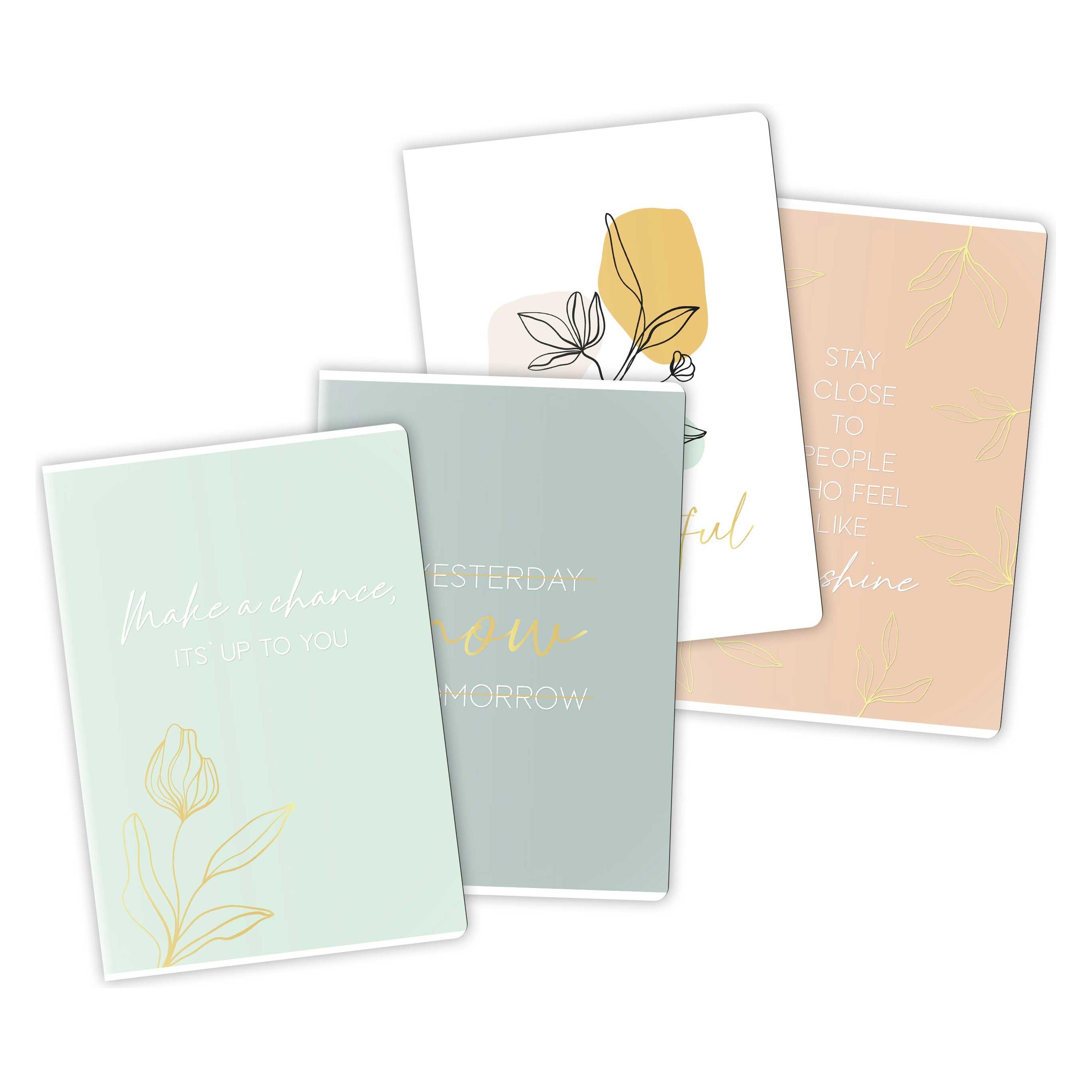 Papierdrachen 4 Schreibhefte DIN A4 - Motiv Mint Gold (A4, Kariert, Liniert) (75025644)