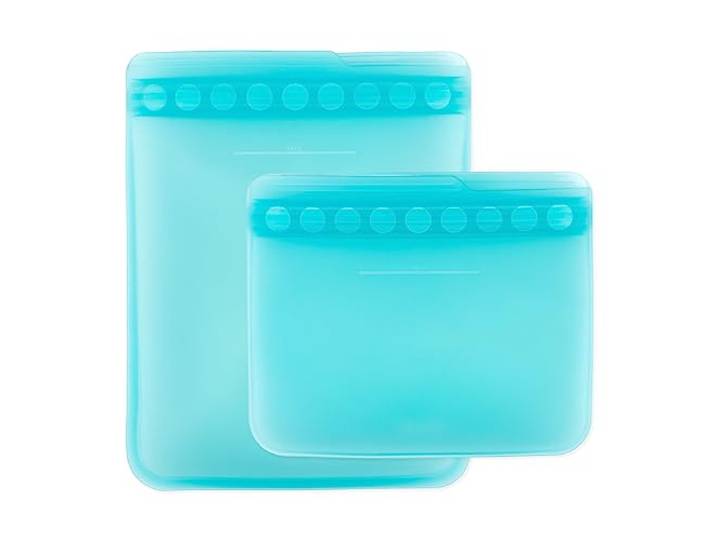 Bumkins Herbruikbare siliconen sandwich- en snackzakken, opslag, voedselbereiding, lunchtas, wasbare ritszak, magnetron, vriezer en vaatwasmachinebestendig, reizen, lekbestendig - Blauw