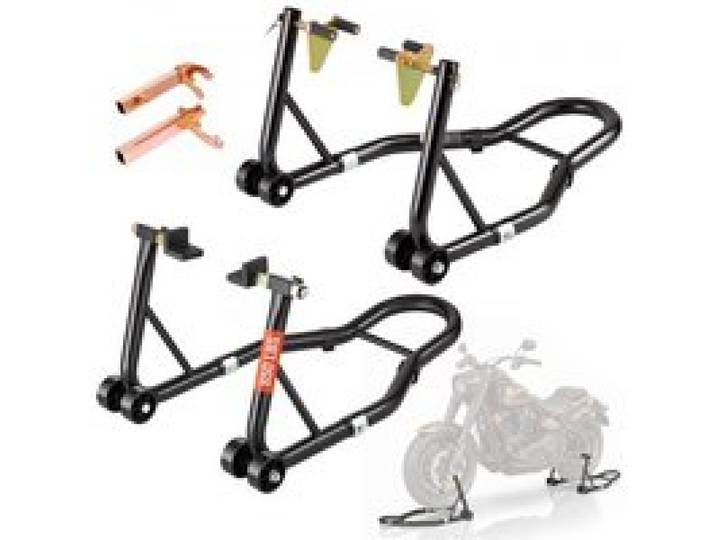 VEVOR Béquille Roue Avant Arrière Charge 0,39 T Béquille d'Atelier avec Bras Réglable Support de Roue en Acier Lève-Moto Tête de Fourche U + L Double Tête pour Réparation Entretien Stockage Domicile