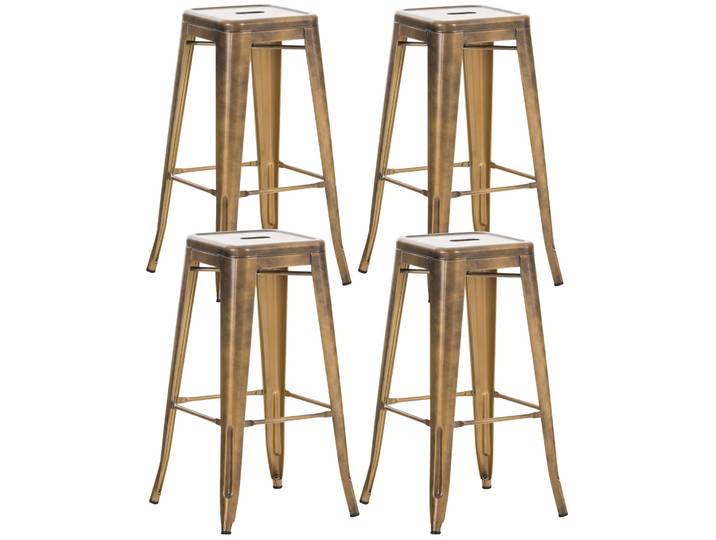 TPFLiving 4er Set Barhocker Joy Metall - Gold