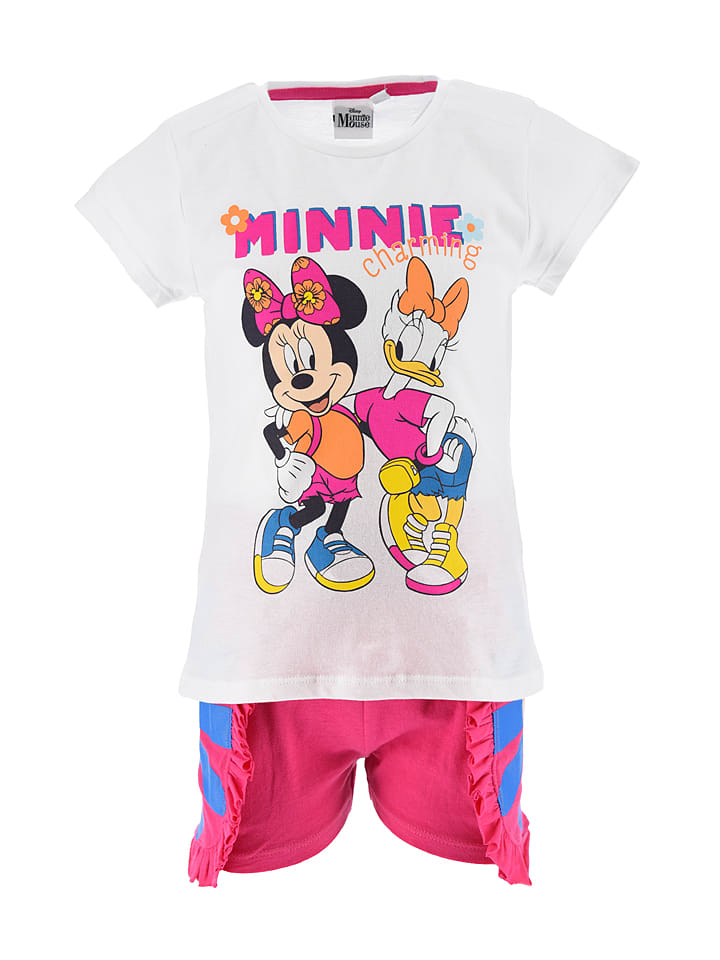 Disney Minnie Mouse 2tlg. Outfit "Minnie" in Weiß/ Pink - 116