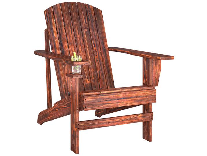 Chaise Adirondack de jardin en bois Outsunny avec accoudoirs 72X95X93 cm