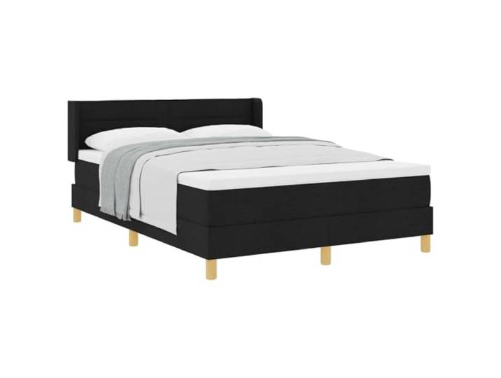 PUGYNBK Boxspringbett, 190 x 140 cm, mit schwarzer Matratze Verstellbares Kopfteil, starre Lamellenbasis, Kiefernholz, moderner Stil