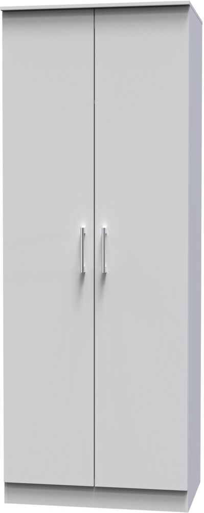 Welcome Furniture Fully Assembled Devon 2 Door Wardrobe Grey 74cm W X 53cm D