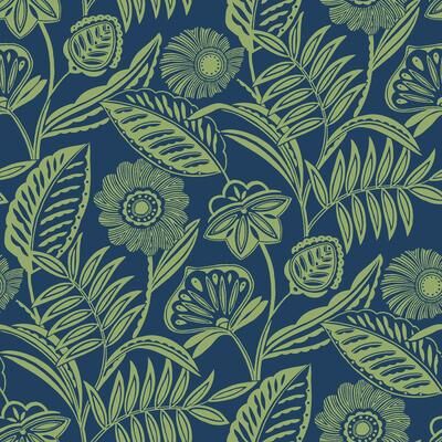 A-Street Prints Alma Blue Tropical Floral Wallpaper