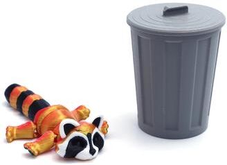 Inspire Curations 3D Printed Articulated Raccoon Toy Movable Fidget Desk Decor orange With Trash