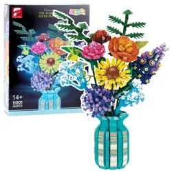 Bausteine Blumenstrauß in einer Vase Bunt 1853 Teile.