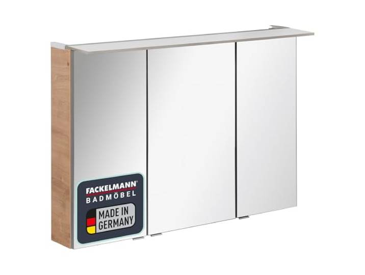 FACKELMANN B.PERFEKT LED Spiegelschrank 100 cm, AST-Eiche Optik, Braun Hell, LED-Beleuchtung, Maße: 100x69,4x15,2 cm