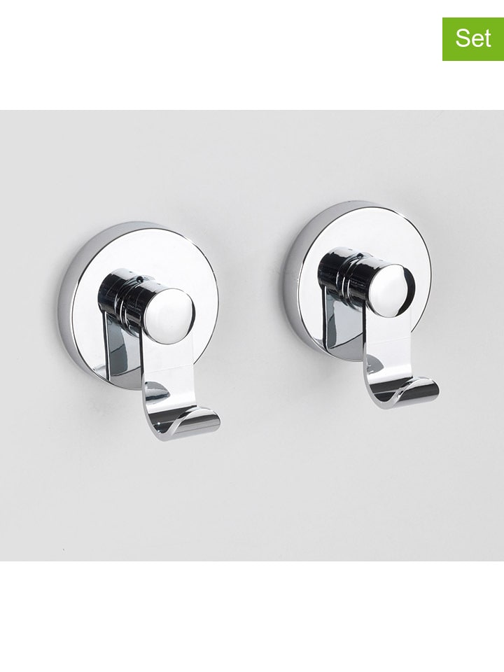 Wenko 2er-Set: Wandhaken in Silber - Ø 7 cm - onesize