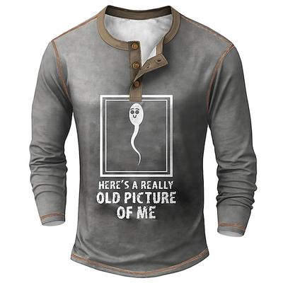 Lustiges 'Altes Bild von mir' Spermien Grafik Herren Langarm Henley Shirt