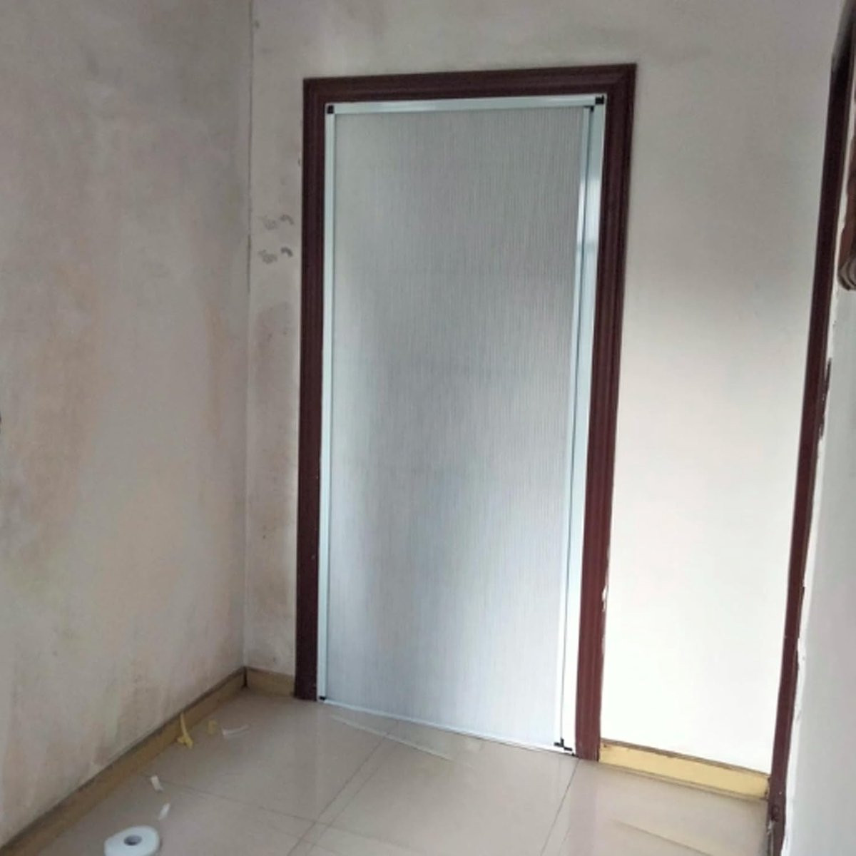 Witte opvouwbare vouwdeur voor binnen zonder boren B 75 cm x H 223 cm