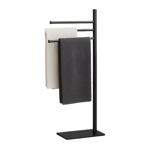Relaxdays vrijstaand handdoekrek in zwart metaal, Hoogte: 83 cm, Breedte: 33,5 cm, Diepte: 14 cm