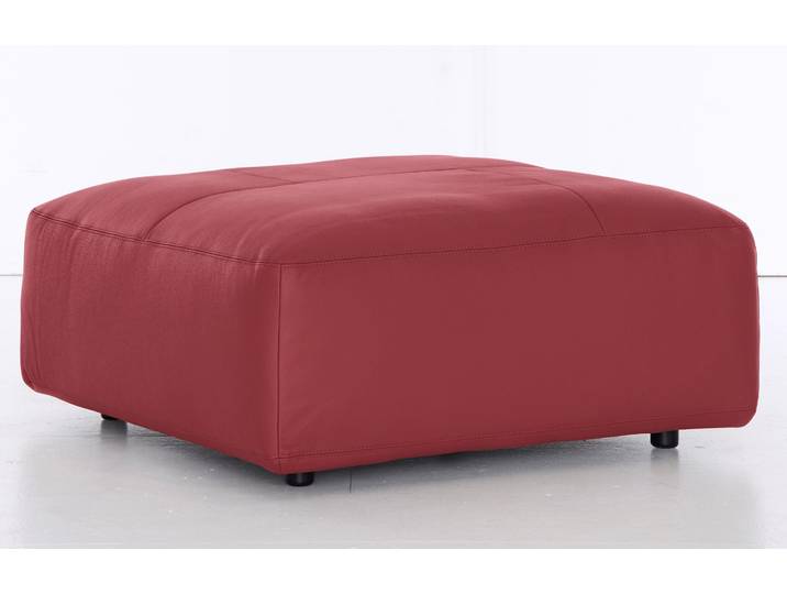 Hocker, Flachgewebe & Leder, Rot, 100×43×100 cm, Polsterhocker, Landhaus, Musterring