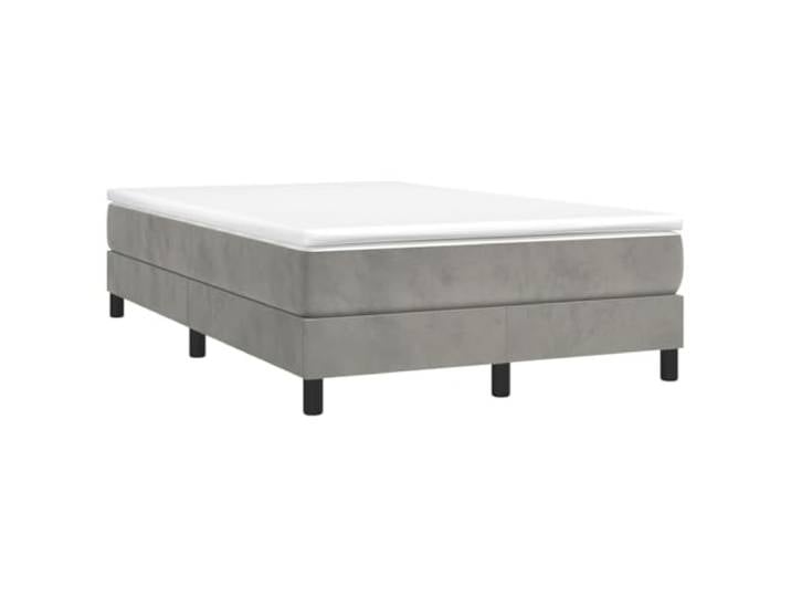 PUGYNBK Boxspringbett mit Matratze aus Samt, Hellgrau, 120 x 190 cm Lattenrost mit Taschenfedern, mittlere Festigkeit, Lattenrost, weicher Schutz