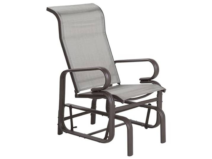 Beliani Moderner Garten-Schaukelstuhl braun aus Aluminium Polyester Bespannung Borgio