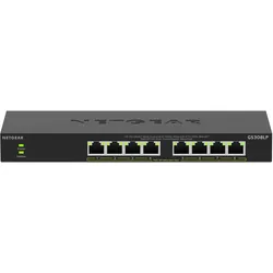 Netgear Switch 8 port PoE Gigabit Unmanaged GS308LP (8 Ports), Netzwerk Switch, Schwarz