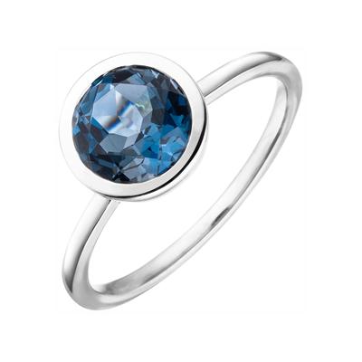Fingerring JOBO "Ring Weißgoldring" Gr. 56, blau, Fingerringe, Damen, 56, Weißgold 585, Fingerring, 585 Weißgold mit Blautopas London Blue