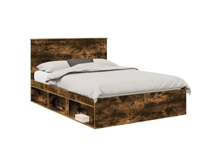 PUGYNBK Bettgestell Eiche rauchfarben 140 x 200 cm Holz, massives Kiefernholz, feste Bretter, modernes Design, einfache Pflege