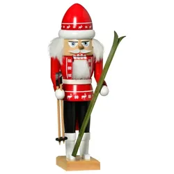 KWO Erzgebirge Nussknacker Skifahrer rot Höhe 29 cm