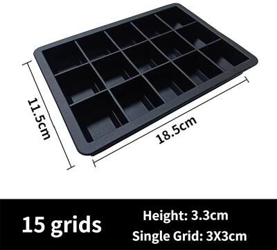 Inspire Curations Large Square Silicone Ice Cube Mold Tray (4 6 8 15 Grid) For DIY Cocktail Ice 15grid without lid
