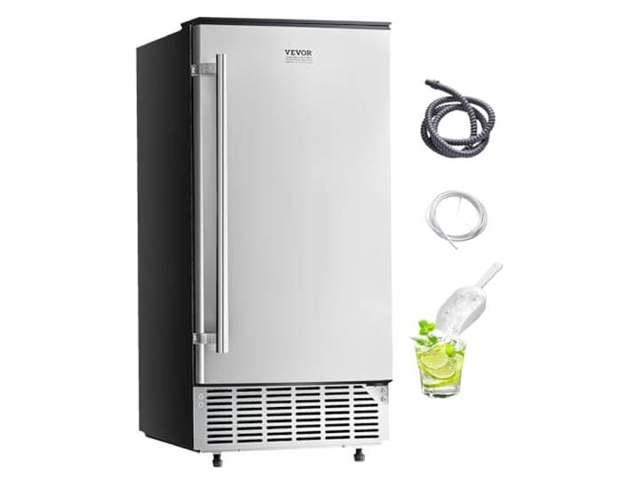 VEVOR Unterbau Eismaschine Eisbereitrer Eiswürfelbereiter 36 kg/Tag Unterbau-Eismaschine mit umkehrbarer Tür aus Edelstahl, Eismaschine für gewerbliche Privatküchen, elektrische Entwässerung