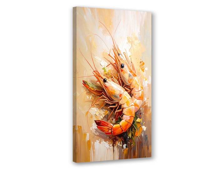Feeby Leinwandbild Garnele Meeresfrüchte Sushi 40x80cm, Beige, Essen/Getränk, Rechteckig, 40x80 cm, Bilder & Rahmen, Bilder, Leinwandbilder