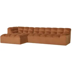 Ecksofa Allure aus Samt, modern linksseitig, terra braun, weiche Polsterung