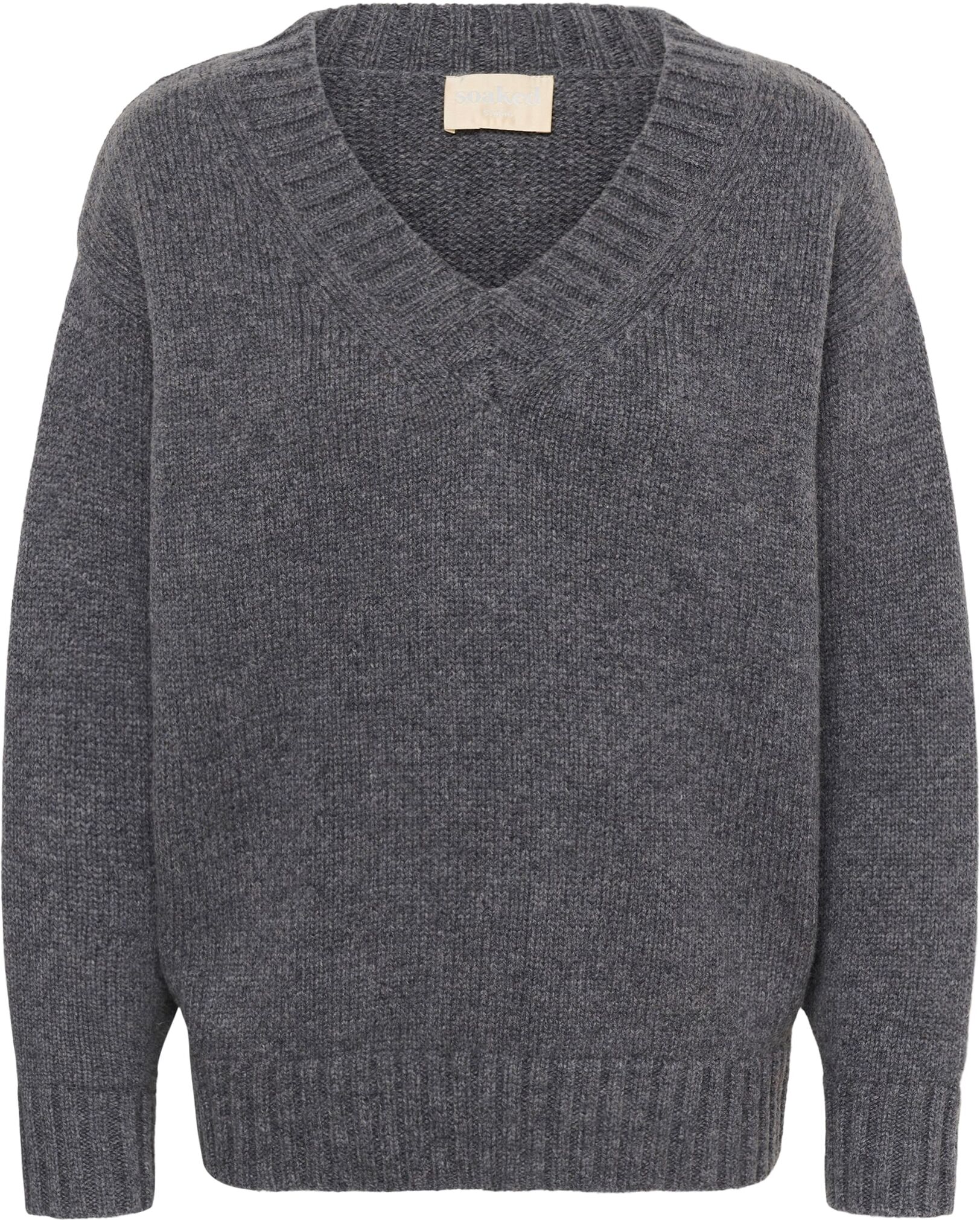 Strickpullover SOAKED IN LUXURY "Damen Strickpullover SLMoline", Damen, Gr. S, grau (grau melange), Obermaterial: 100% Wolle WO., Pullover Strickpullover