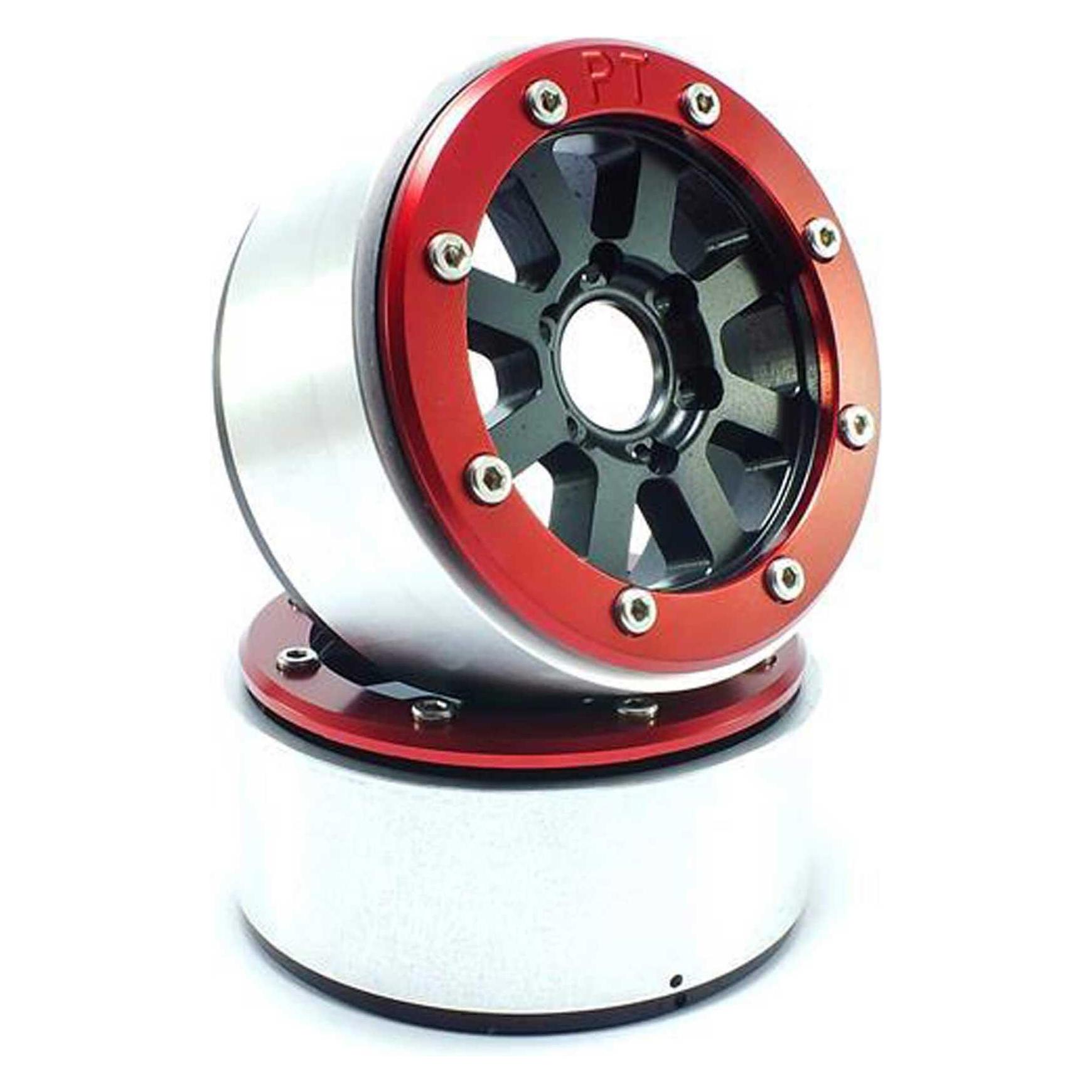Absima Beadlock Wheels HAMMER schwarz/rot 1.9 (2) ohne Radnabe (ABMT5040BR)