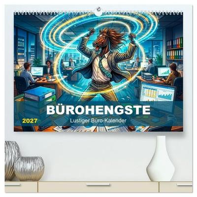 Bürohengste - Lustiger Büro‑Kalender (hochwertiger Premium Wandkalender 2027 DIN A2 quer), Kunstdruck in Hochglanz