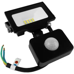 LED Außenstrahler mit Bewegungsmelder 10W GTV Flutlicht schwarz IP65 Außenwandstrahler 1000lm GT-GCR10W-64