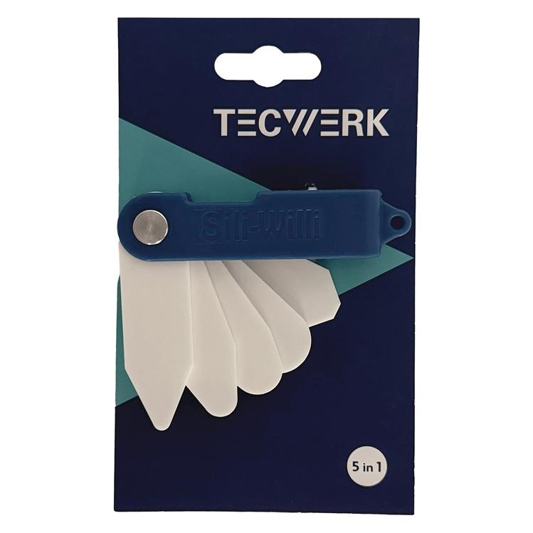 Tecwerk Silikonspachtel 5 in 1 passend für sämtliche Silikonfugen Kunststoff 1 Stück auf Karte Länge 85 m... (1.50 cm) (2300000212)