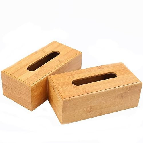 Decopatent Bamboe Tissuebox - Houten Zakdoekendoos voor Badkamer, Keuken of Wc