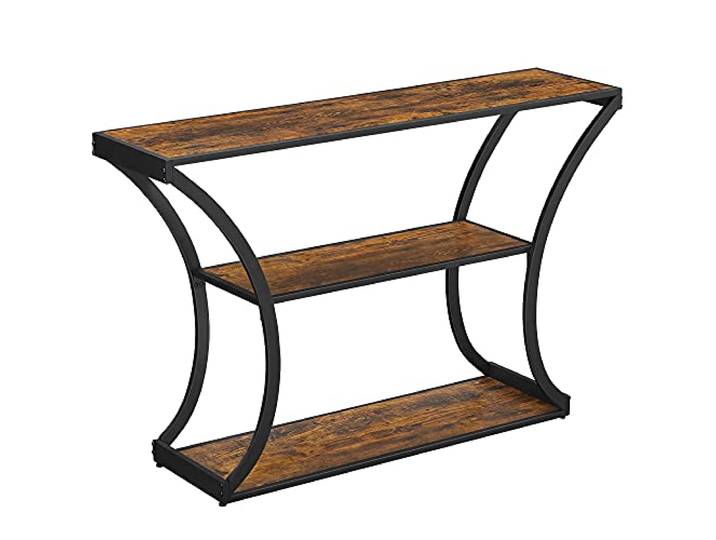 VASAGLE Konsolentisch, Eingangstisch, Gebogene Beine, verlängerte Tischplatte, für Wohnzimmer, Flur, Schlafzimmer, Industriestil, rustikales Braun und Schwarz LNT089B01