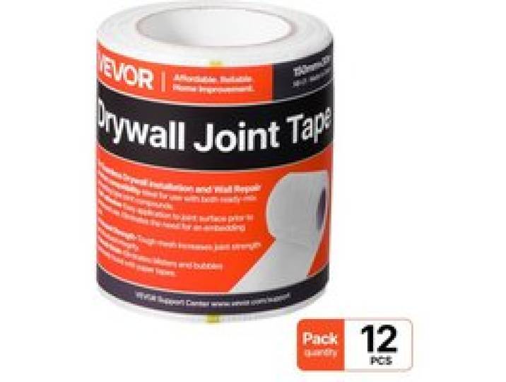 VEVOR Fugenband, 150 mm B x 30 m L, 12 Rollen, selbstklebendes Fiberglas-Trockenbau-Reparaturband, Gewebeband für Reparatur- & Spachtelarbeiten, für eine glatte, ebene Wandoberfläche