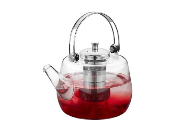GEFU Teekanne INFUSA 1000 ml - Glasteekanne mit Edelstahlfilter & Deckel