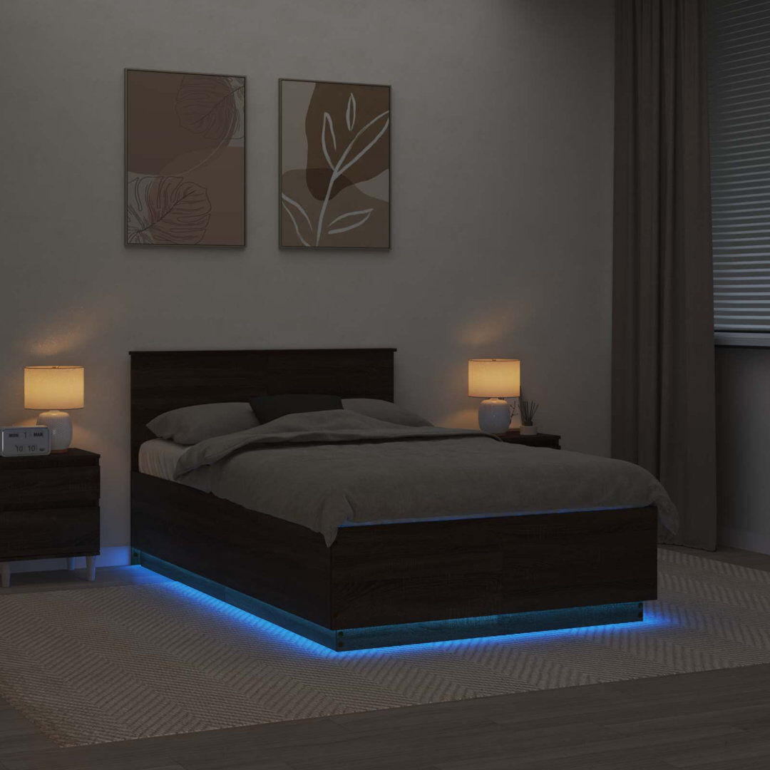 17 Stories Bed Brown Oak Double (4'6)