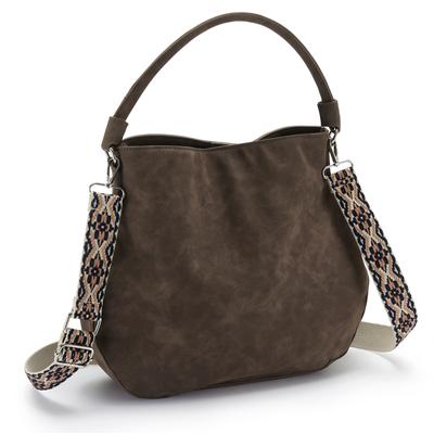 Handtasche VIVANCE "Umhängetasche, Schultertasche, Henkeltasche, Crossbody Bag", Damen, Gr. B/H/T: 32cm x 32cm x 9cm, braun (dunkelbraun), Lederimitat, unifarben, Taschen Handtasche, Handtasche Damen zum Umhängen im Western-Look VEGAN