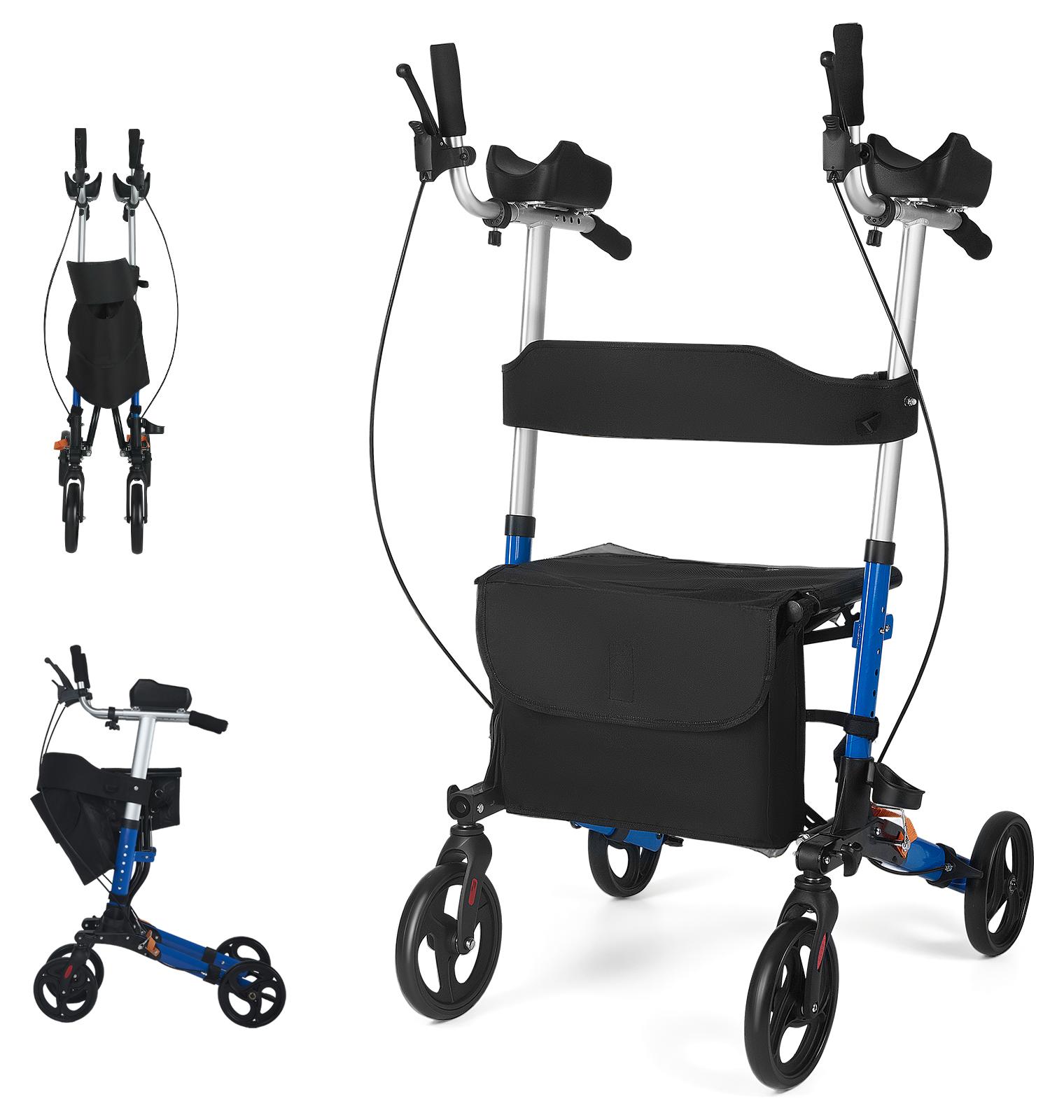 2-in-1 faltbarer Rollator mit Sitz - Höhenverstellbar - Gehhilfe - Schiebewagen - Tragbar - Violett