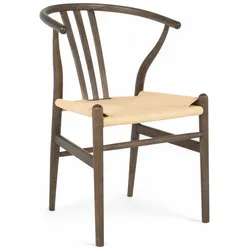 Esszimmerstuhl Enilo 2er-Set aus Eichenholz und Papiergarn, Braun