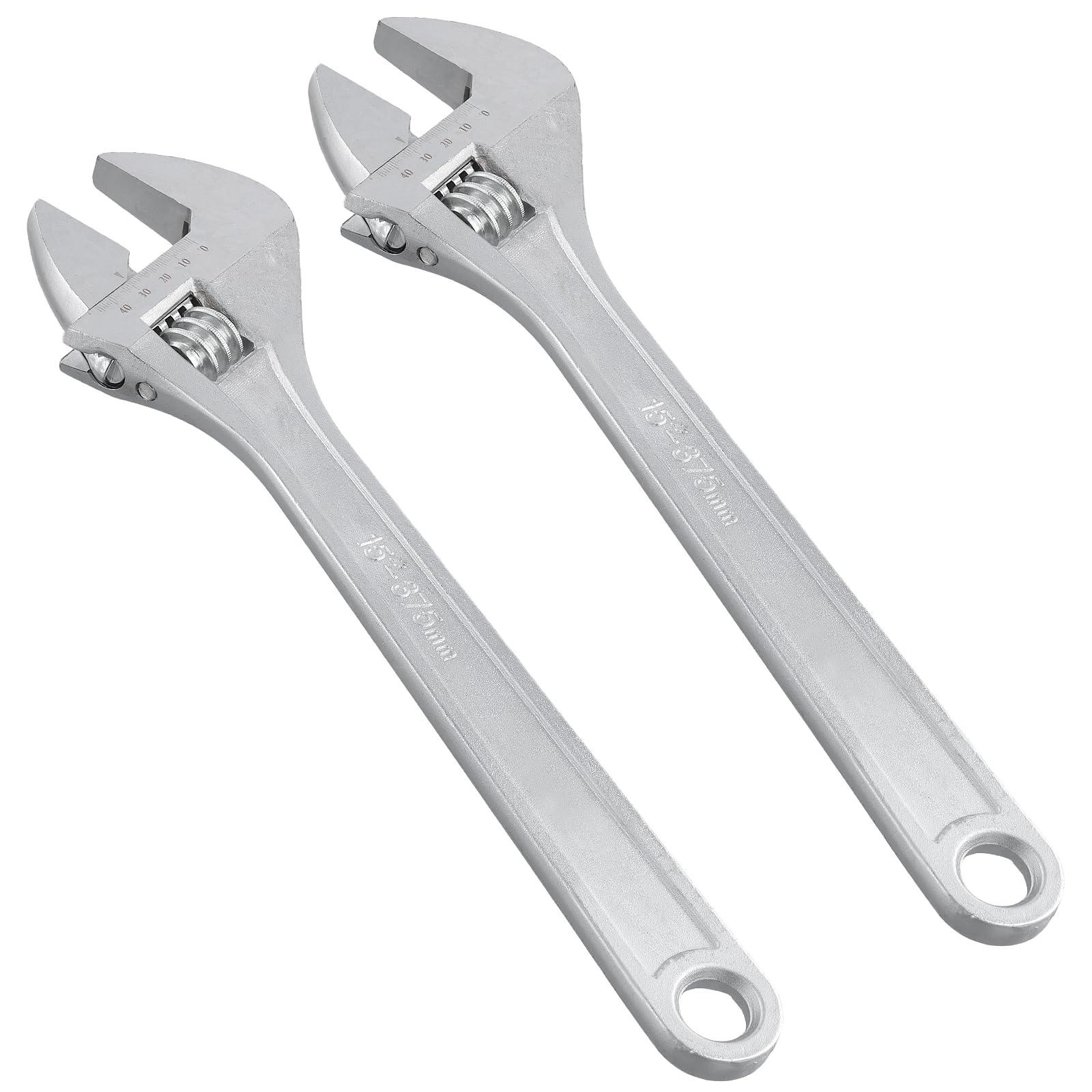 Dripio Set van 2 Verstelbare Moersleutels van Staal, 15 inch