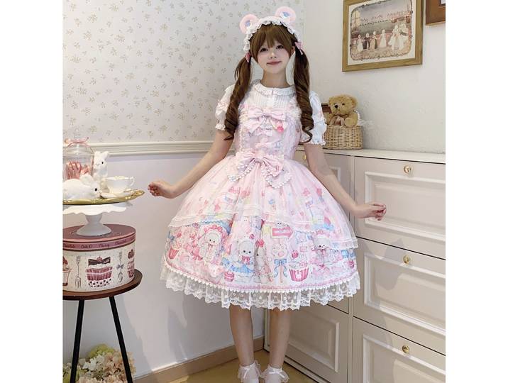 Robe Lolita au Design Original, jolie robe à bretelles Jsk, robe d'été japonaise douce Loli pour fête de thé