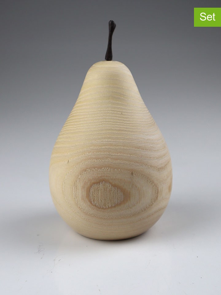AM Design 2er-Set: Dekofiguren "Birne" in Beige - (H)11 x Ø 7 cm - onesize