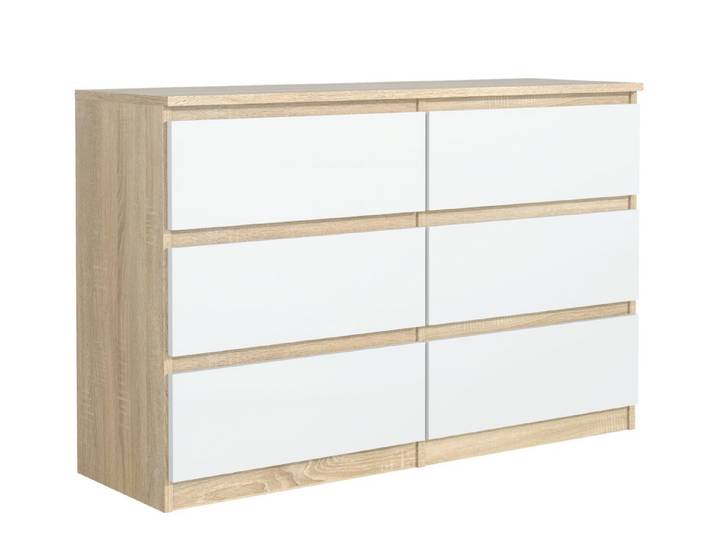 MAGOWA Schubkastenkommode Kommode 140cm - moderne Kommode mit 6 Schubladen für viel Stauraum, Breite 140 cm - Tiefe 39 cm - Höhe 79 cm
