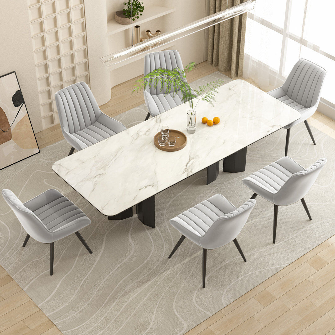 George Oliver Modern Dining Chairs 54.8*46.9*83.2cm Tech Fabric Upholstery with Stylish Design Sofa-Level Cushioning Pet-Friendly Durable Scratch Resistant for Kitc Grey 83.21cm H X 54.79cm W X 46.89cm D